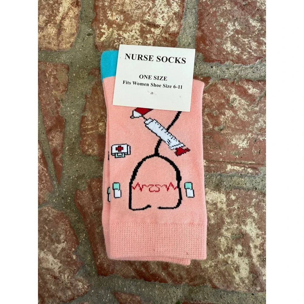 Women's Nurse Socks‎ One Size Fits Shoe Size 6-11 Fun Medical Print